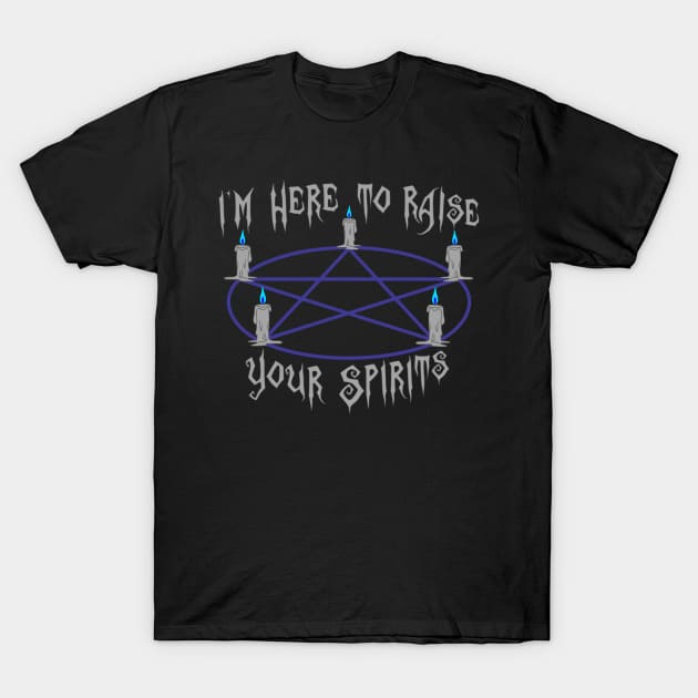 I'm Here To Raise Your Spirits in blue T-Shirt by RavenWake